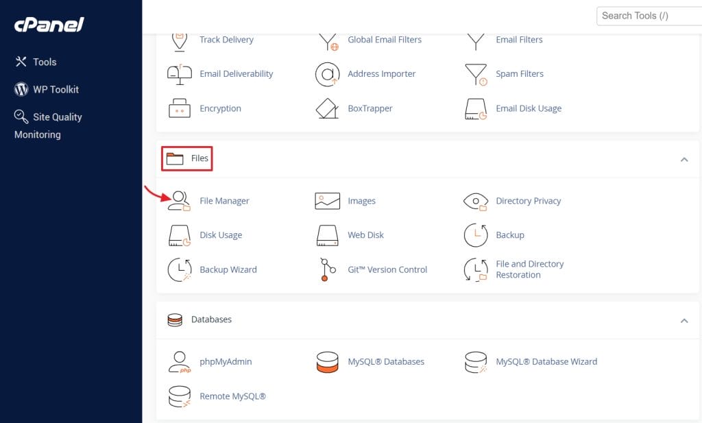 cPanel file manager