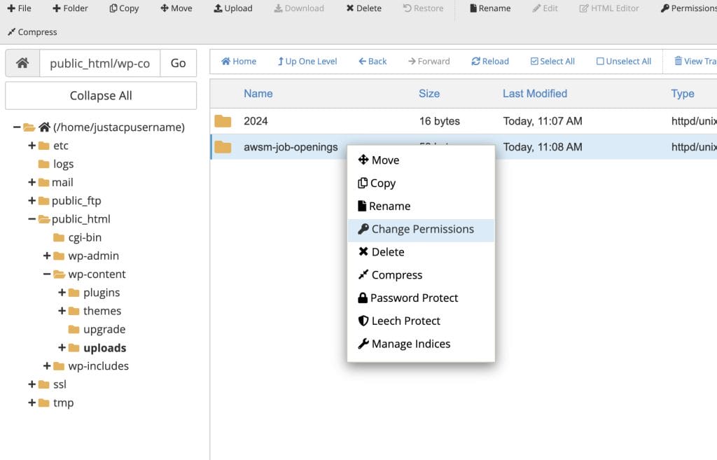 changing the file permissions