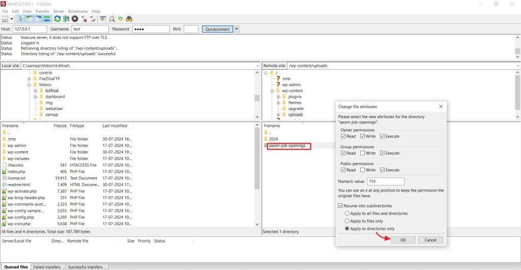 saving the updated file permissions